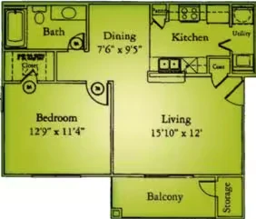 A1 1x1 831 floor plan